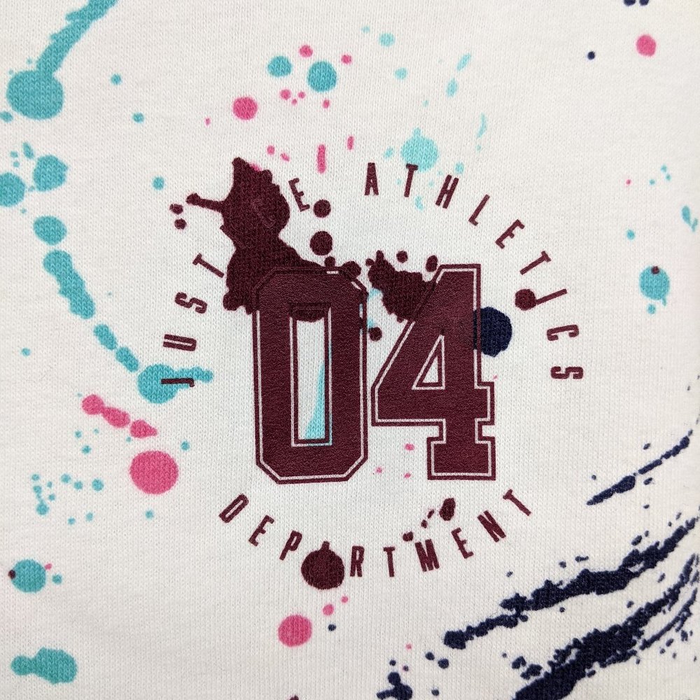 JUSTICE White Paint Splattered Drawstring Hem Hoodie Sz 12 Soft Cozy - Picture 5 of 8